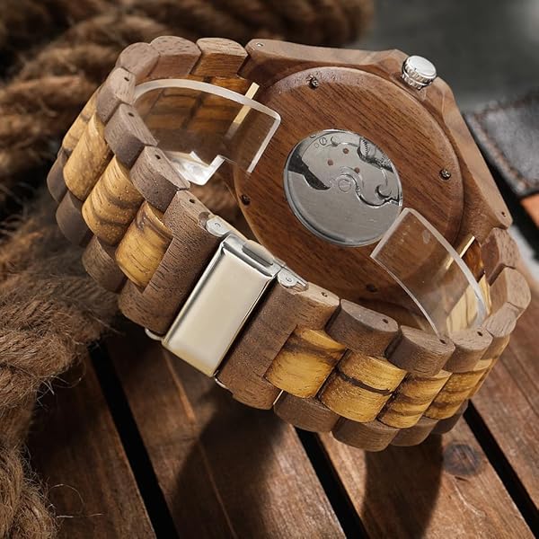 Artisan-Made Wooden Art Wristwatch for Gentlemen