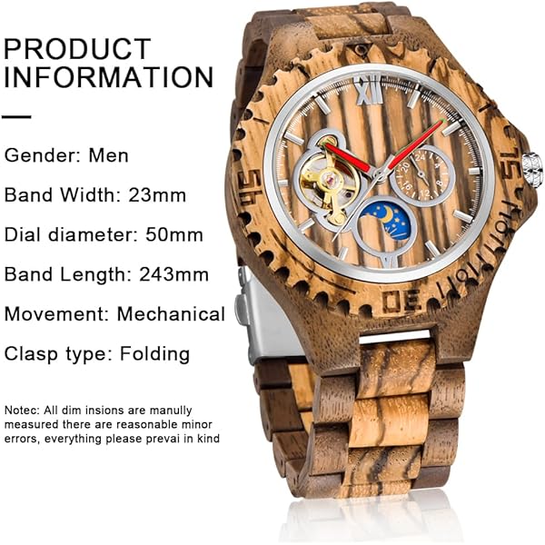 Artisan-Made Wooden Art Wristwatch for Gentlemen