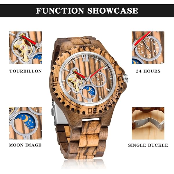Artisan-Made Wooden Art Wristwatch for Gentlemen