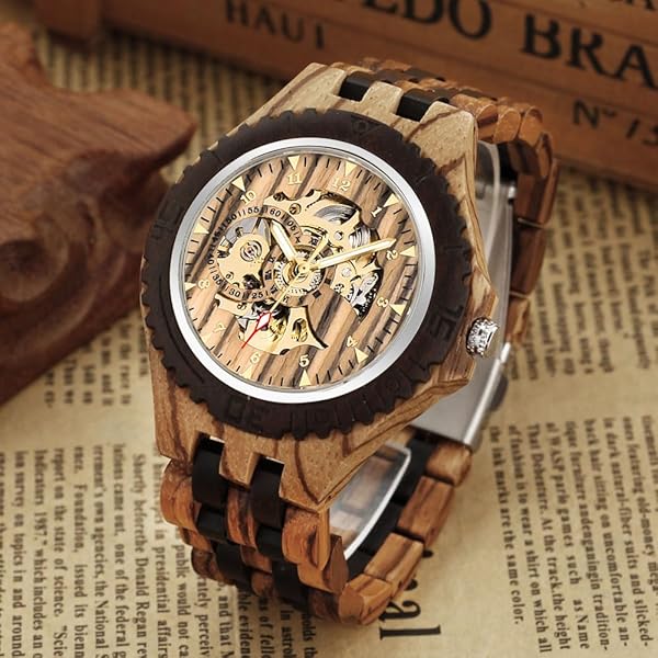 Hand Carved Art Wood Watch for Men